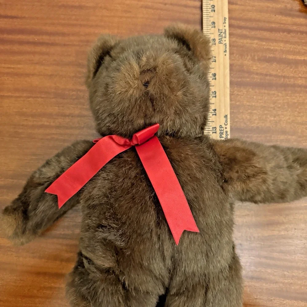 Vintage‎ TY PJ (1990) Brown Teddy Bear W/ Red Bow 1st Generation *EUC* Plush 17